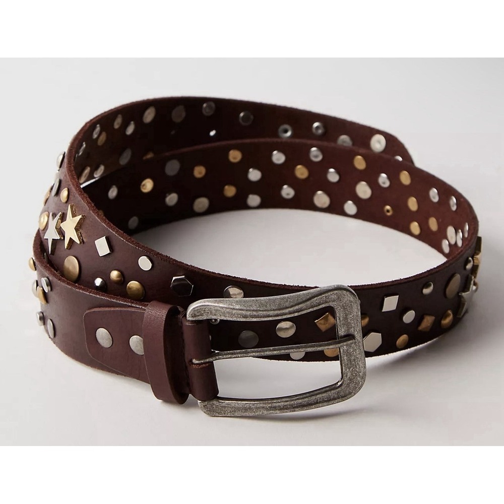 Free People Size M/L Solstice Stud Belt Espresso Chocolate Brown - Picture 2 of 13